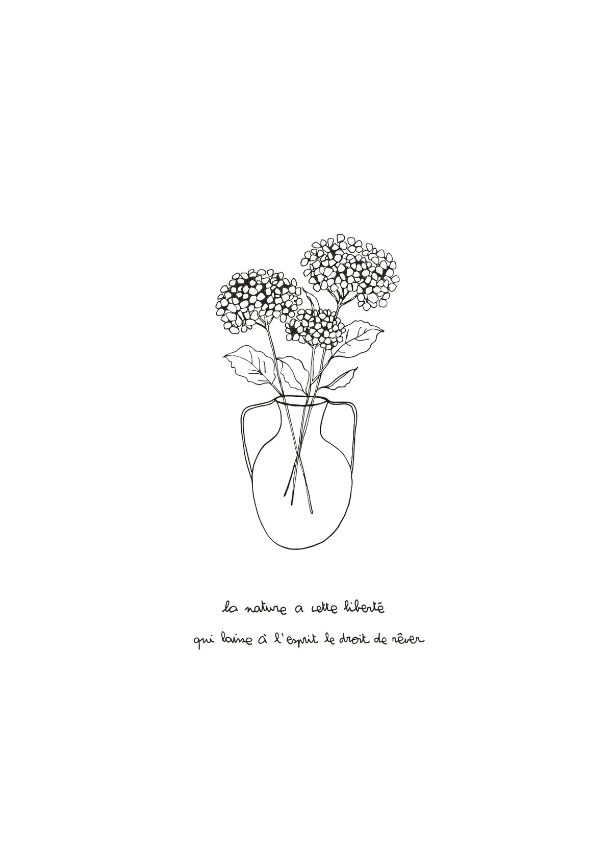 poème affiche hortense fleurs maison marah hortensia