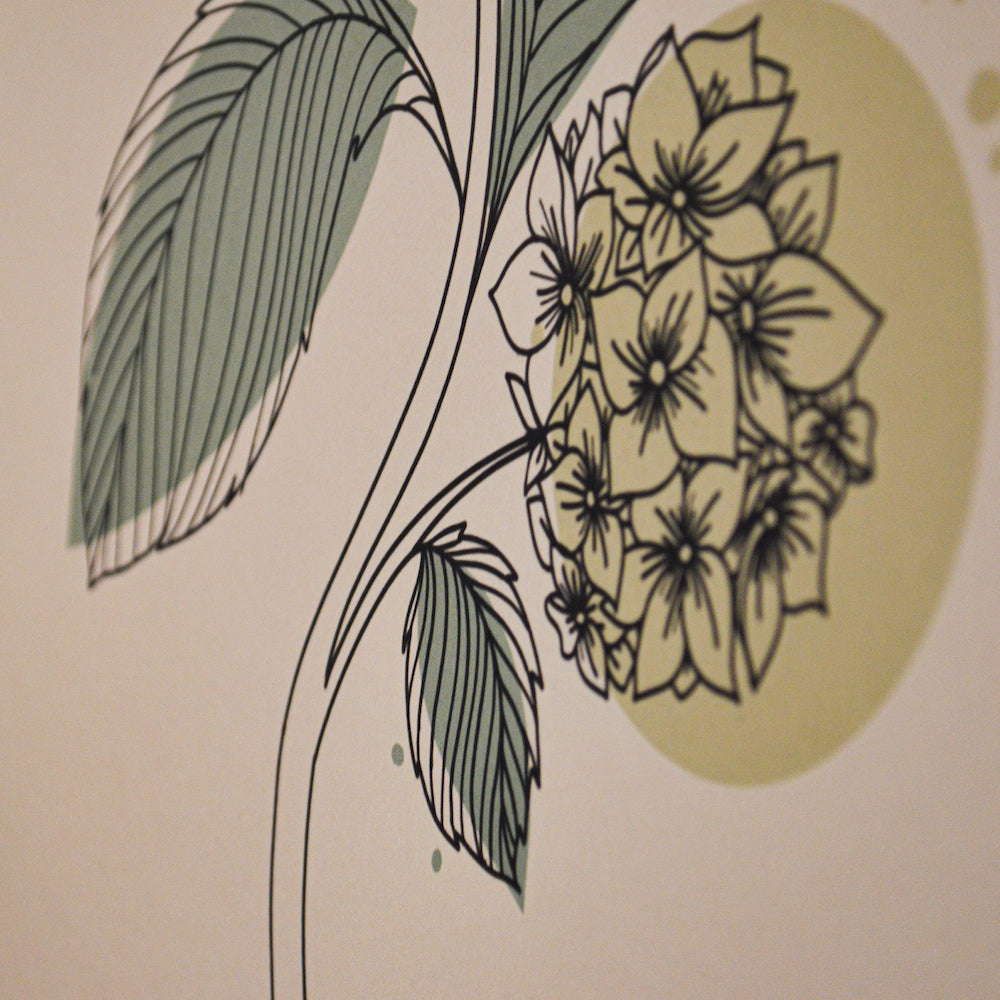 Affiche décorative format A2 fleurs hortensia maison marah